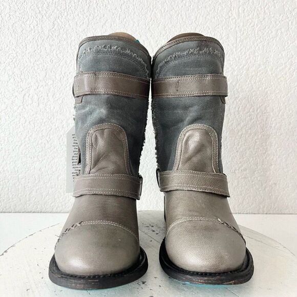 NEW Lane DUSTOFF Womens Cowboy Boots 6 Gray Leather Western Cowgirl Ankle Bootie - Picture 5 of 11